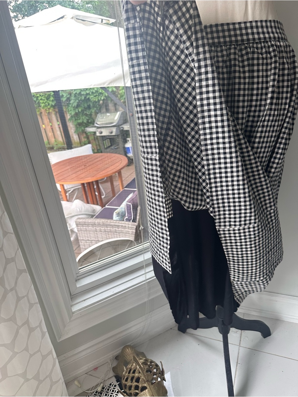 PRIV Women’s Black & White Gingham Maxi Skirt with Front Buttons - Picture 3 of 7